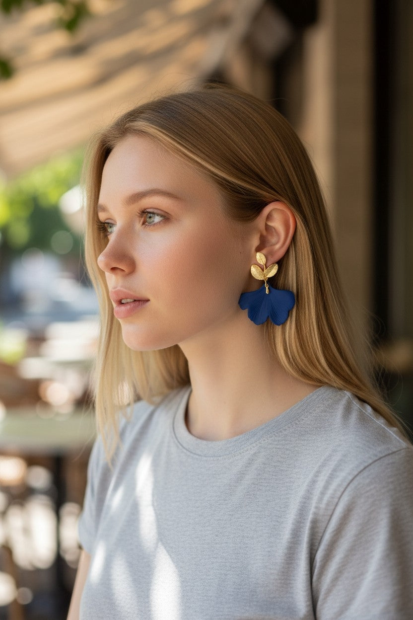 Boucles d'oreilles ginkjo acrylique clou