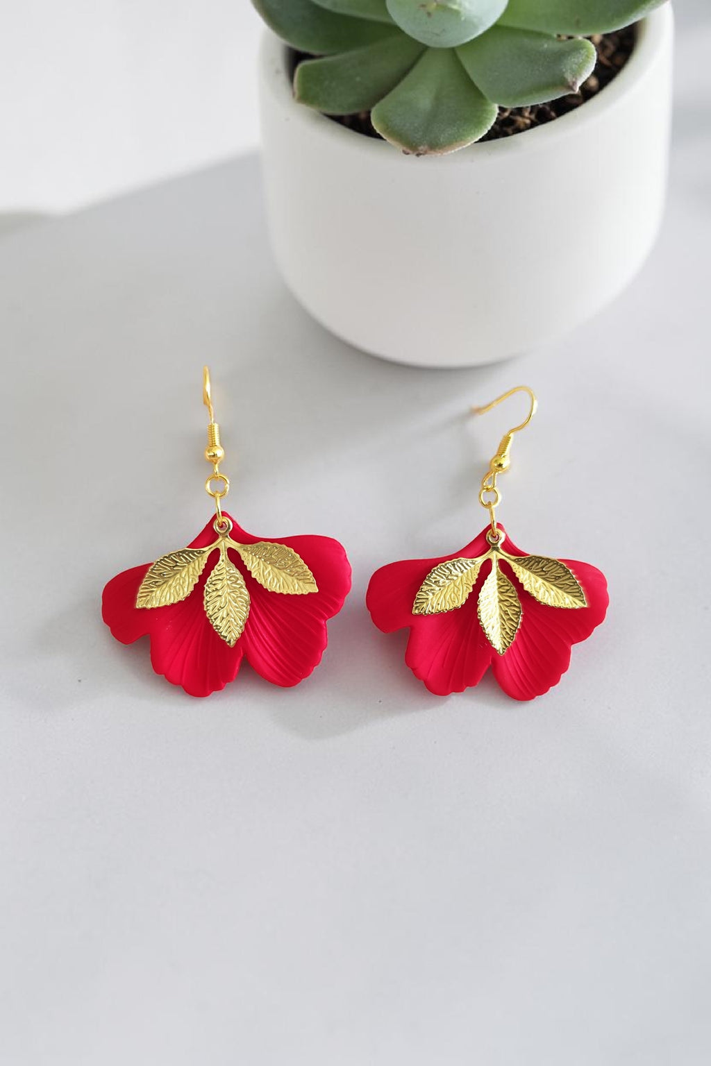 Boucles d'oreilles ginkgo acrylique