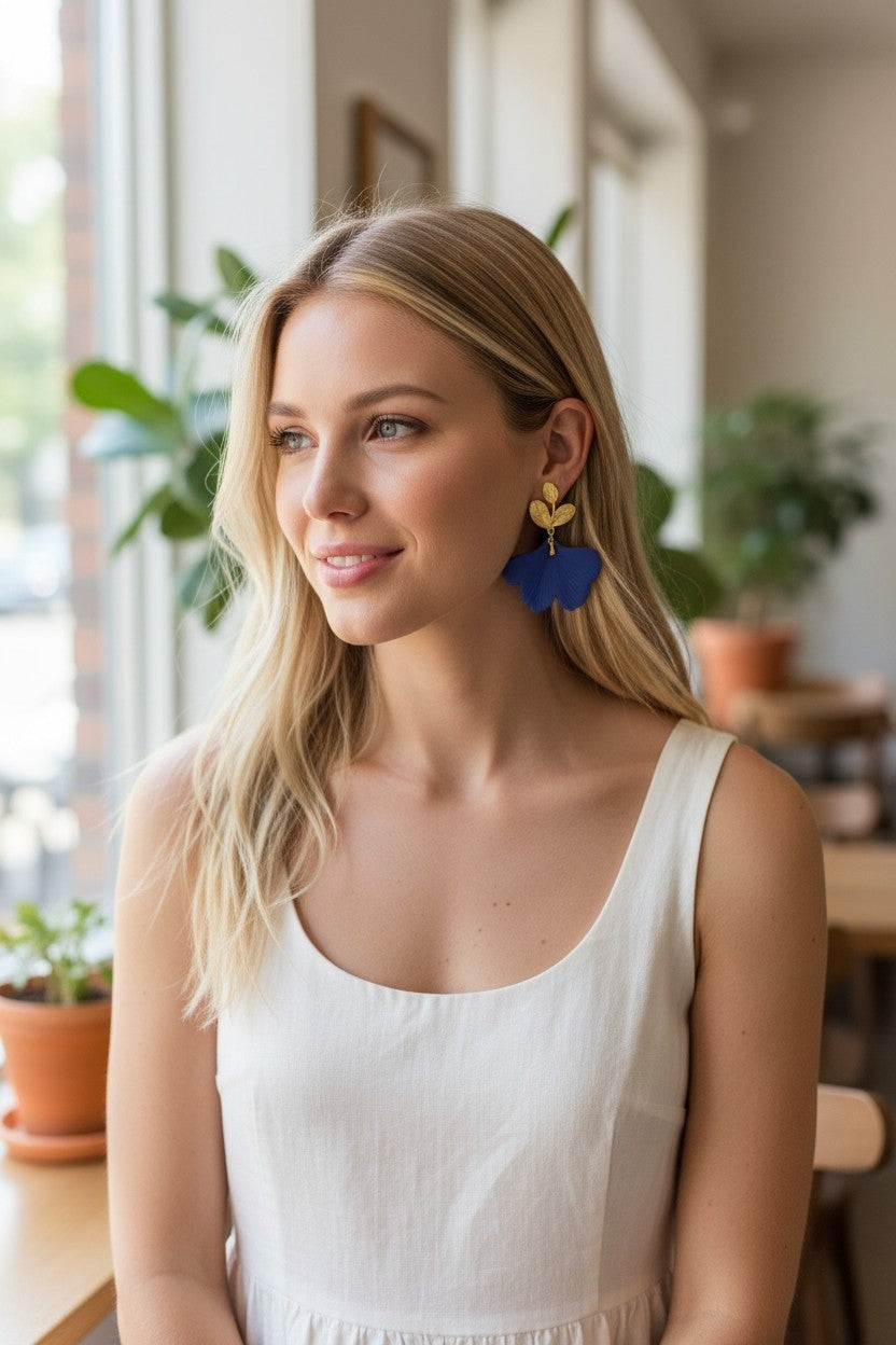 Boucles d'oreilles ginkjo acrylique clou