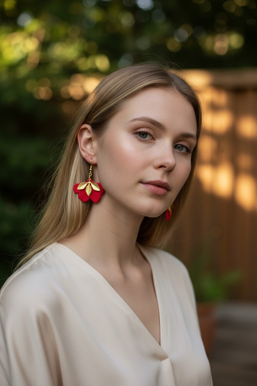 Boucles d'oreilles ginkgo acrylique