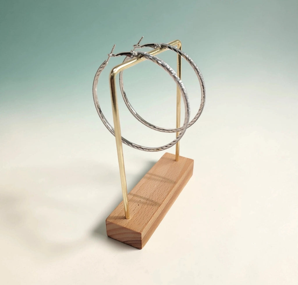 Boucles d'oreilles créoles fines – acier inoxydable doré ou argenté