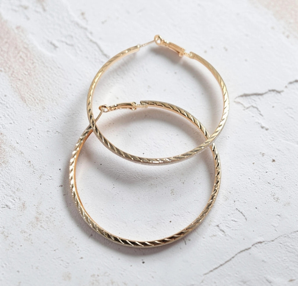 Boucles d'oreilles créoles fines – acier inoxydable doré ou argenté